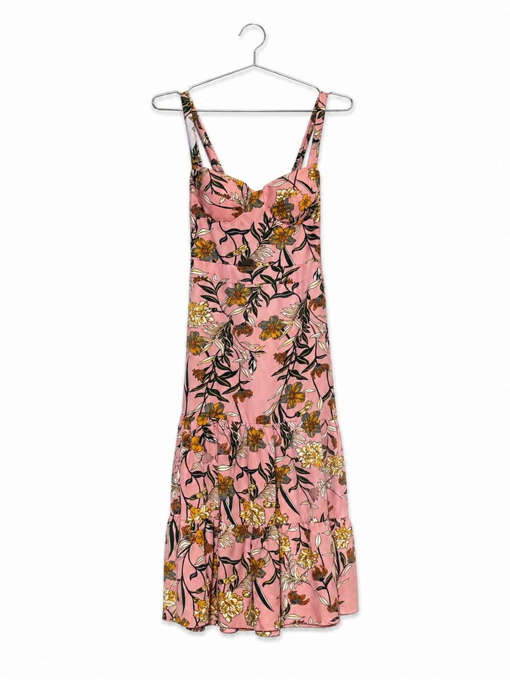 Pink Floral Cottagecore Midi Dress Small Romantic Boho Garden Party - Picture 1 of 6